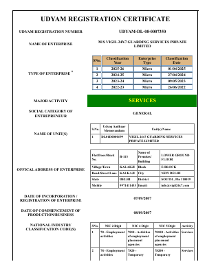 Sanitation Certificate